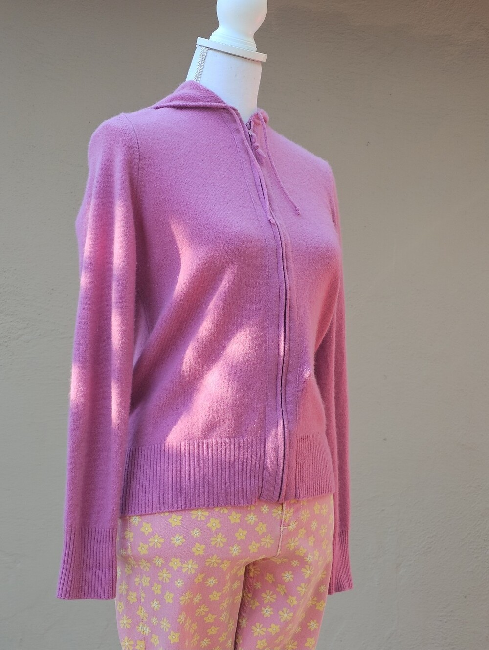 Charter Club 2 Ply Cashmere Zip Up Sweater In Pink Berry Sz Small - Picture 3 of 5